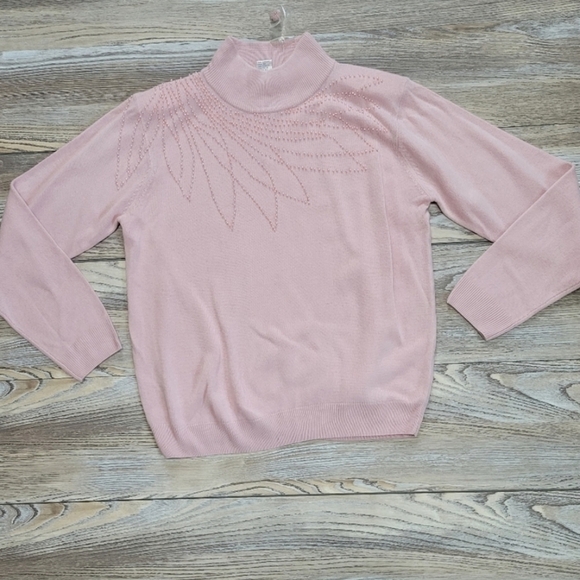 Dress Barn beaded sweater Women's Size Large pink - Picture 6 of 7
